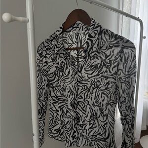 Zara Monochrome Zebra Print Blouse